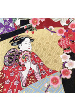 Naka Fabrics Naka Fabrics - Japanese Fabric - Women and Roses Red - 1750-10A