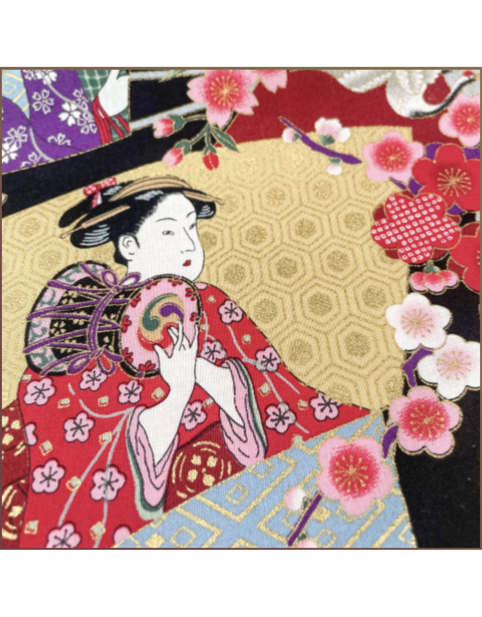 Naka Fabrics Naka Fabrics - Japanese Fabric - Women and Roses Red - 1750-10A