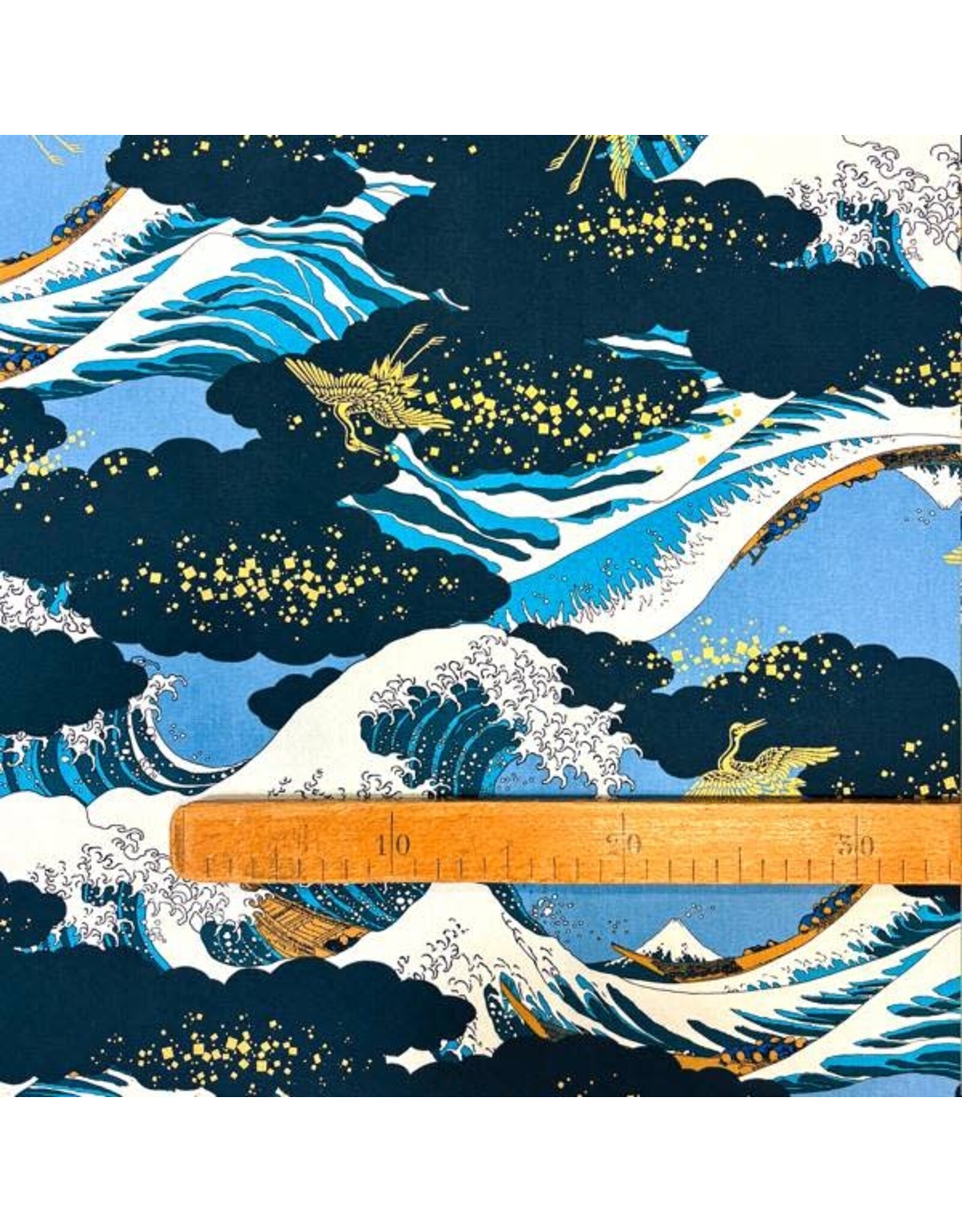 Naka Fabrics Naka Fabrics - Japanese Fabric - Waves Navy - 1300-3D