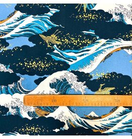 Naka Fabrics Japanese Fabric - Waves Navy