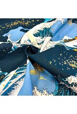 Naka Fabrics Naka Fabrics - Japanese Fabric - Waves Navy - 1300-3D