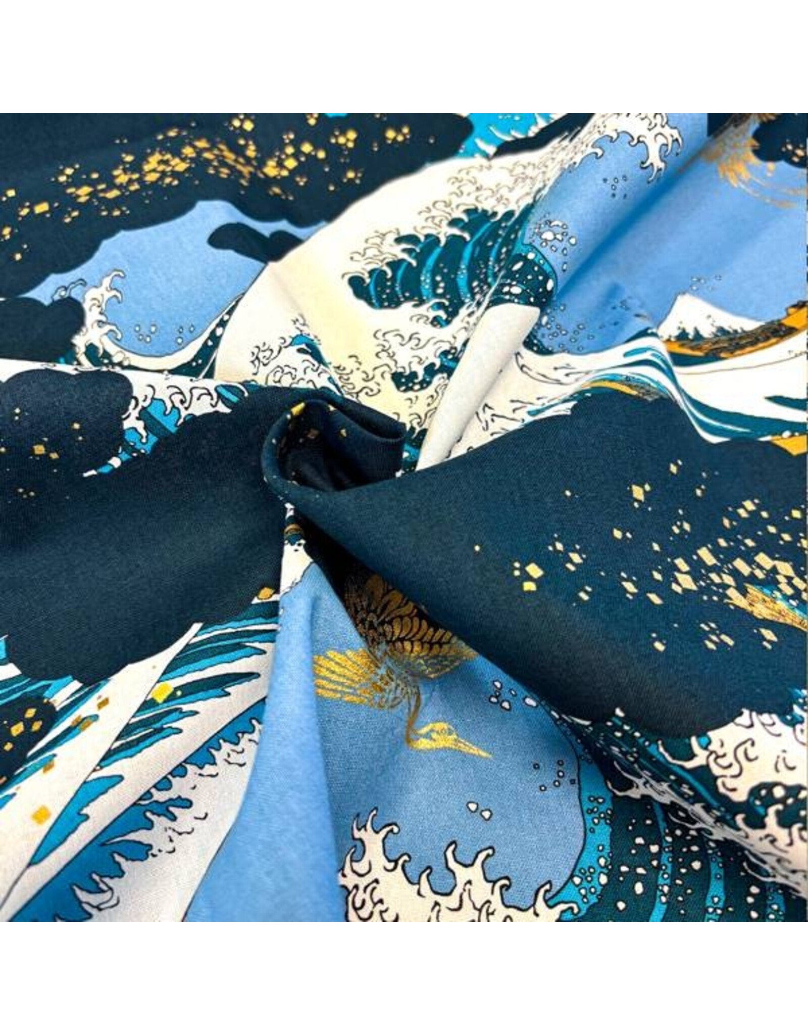 Naka Fabrics Naka Fabrics - Japanese Fabric - Waves Navy - 1300-3D