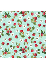 Makower UK Summer Days - Raspberries Teal coupon (± 50 x 110 cm)