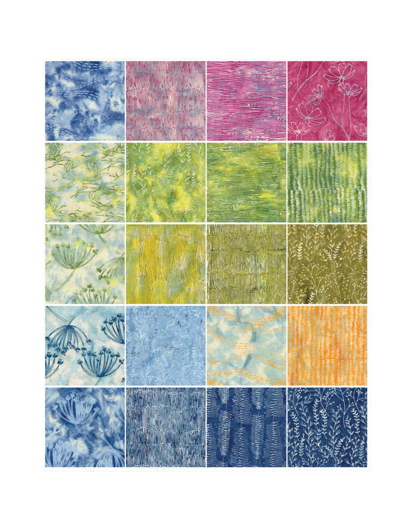 Lumin Fabrics Island Batiks - Meadow Brook - 5 x 5 inch Stamp