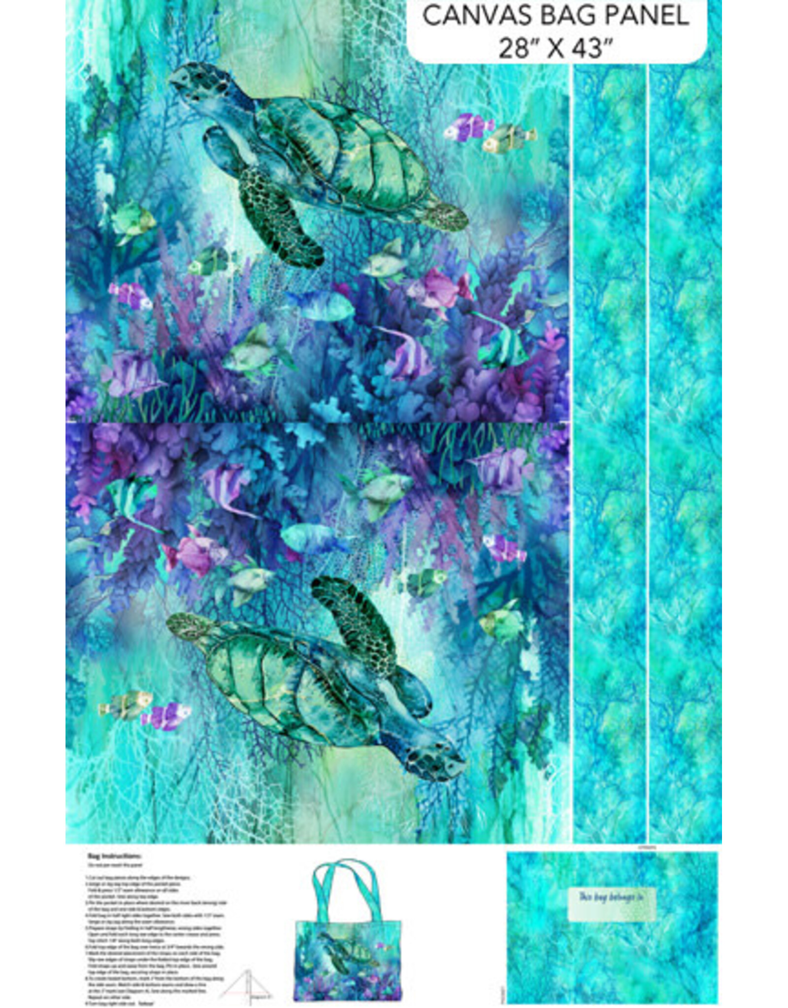 Northcott Deborah Edwards & Melanie Samra - Coral Reef - Canvas Bag Panel - C28885-66