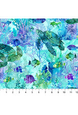 Northcott Deborah Edwards & Melanie Samra - Coral Reef - Turtle & Fish Turquoise - DP28877-66