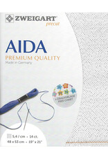 Zweigart Aida - 14 Count - Wit Zilver Metallic - 17