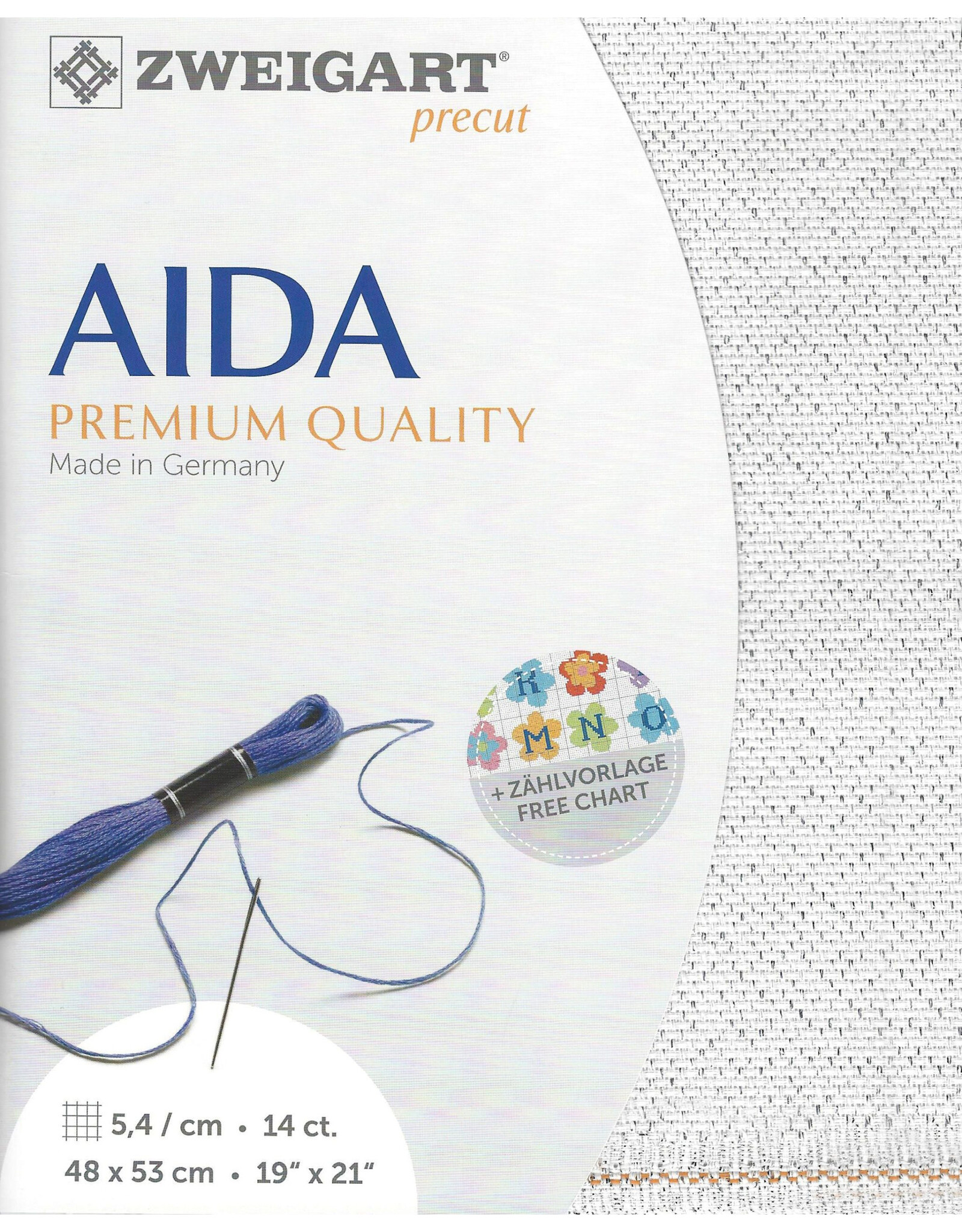 Zweigart Aida - 14 Count - Wit Zilver Metallic - 17