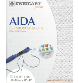Zweigart Aida - 14 Count - Wit Zilver Metallic - 17