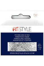 Restyle Restyle - Haken en ogen - nr 2 - zilver - 12 stuks