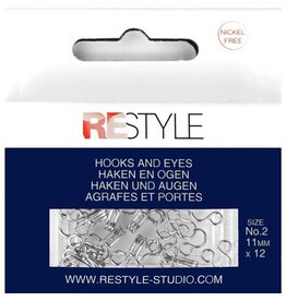 Restyle Haken en ogen - nr 2 - zilver - 12 stuks