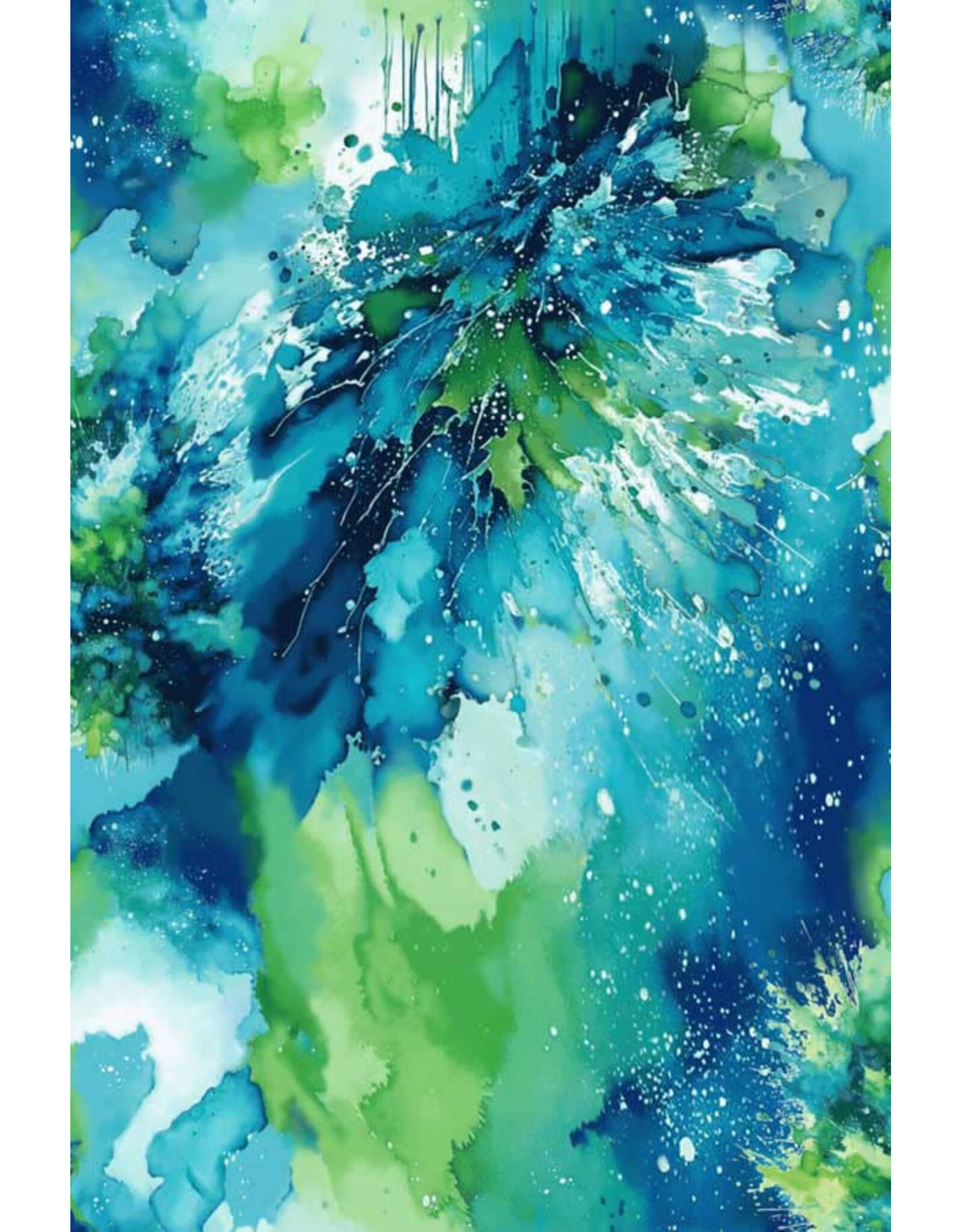 Henry Glass Watercolor Wonder - 108 inch Backing - Green/Blue - 2228-76