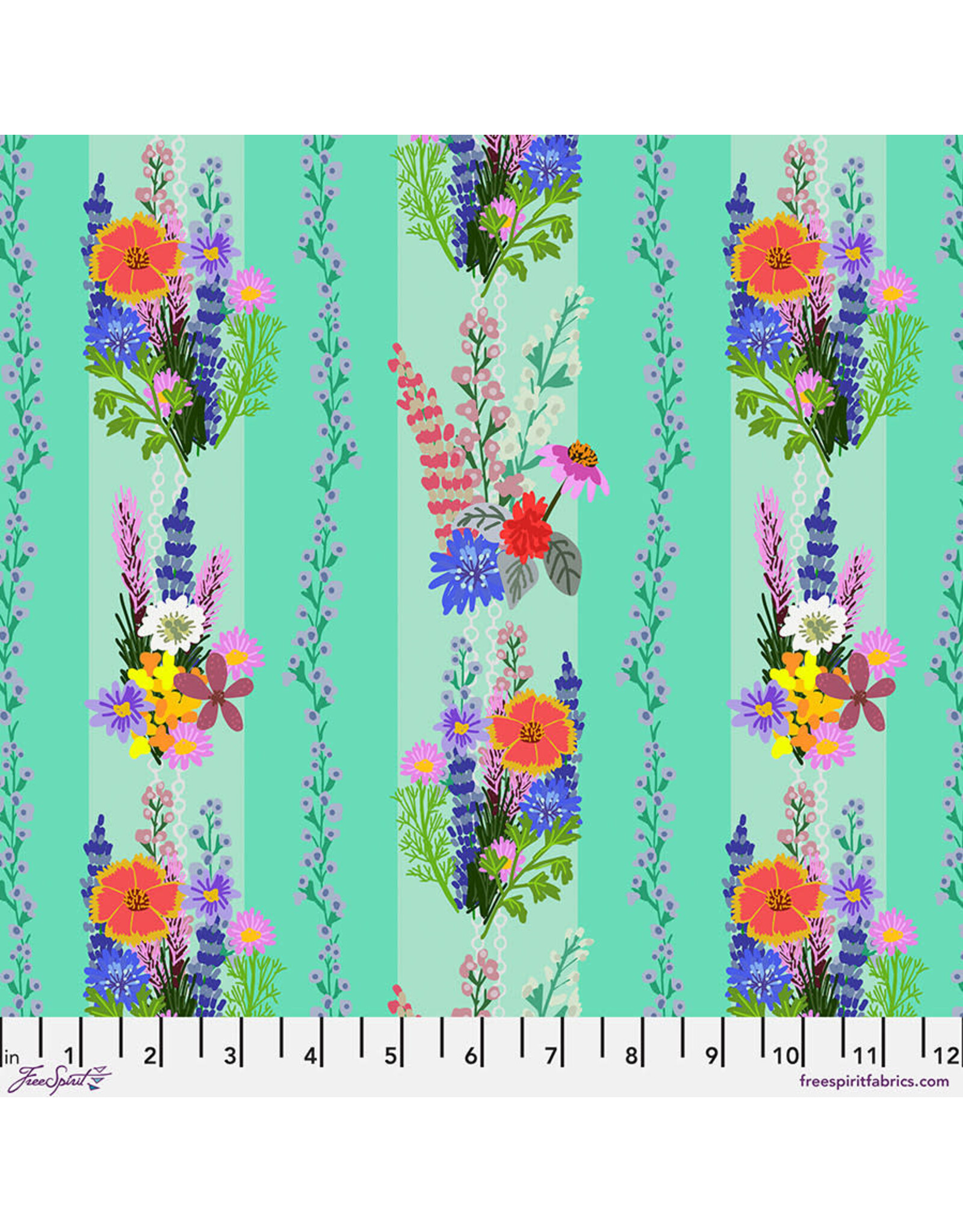 FreeSpirit Floral Fiesta - Floral Fusion - Aqua