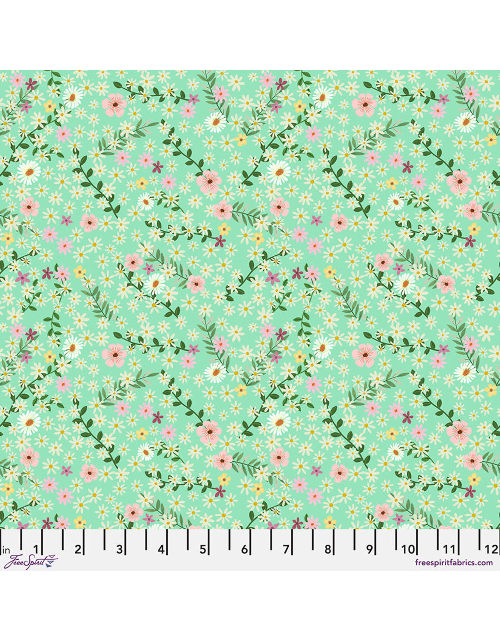 FreeSpirit Floral Fiesta - Happy Petals - Mint