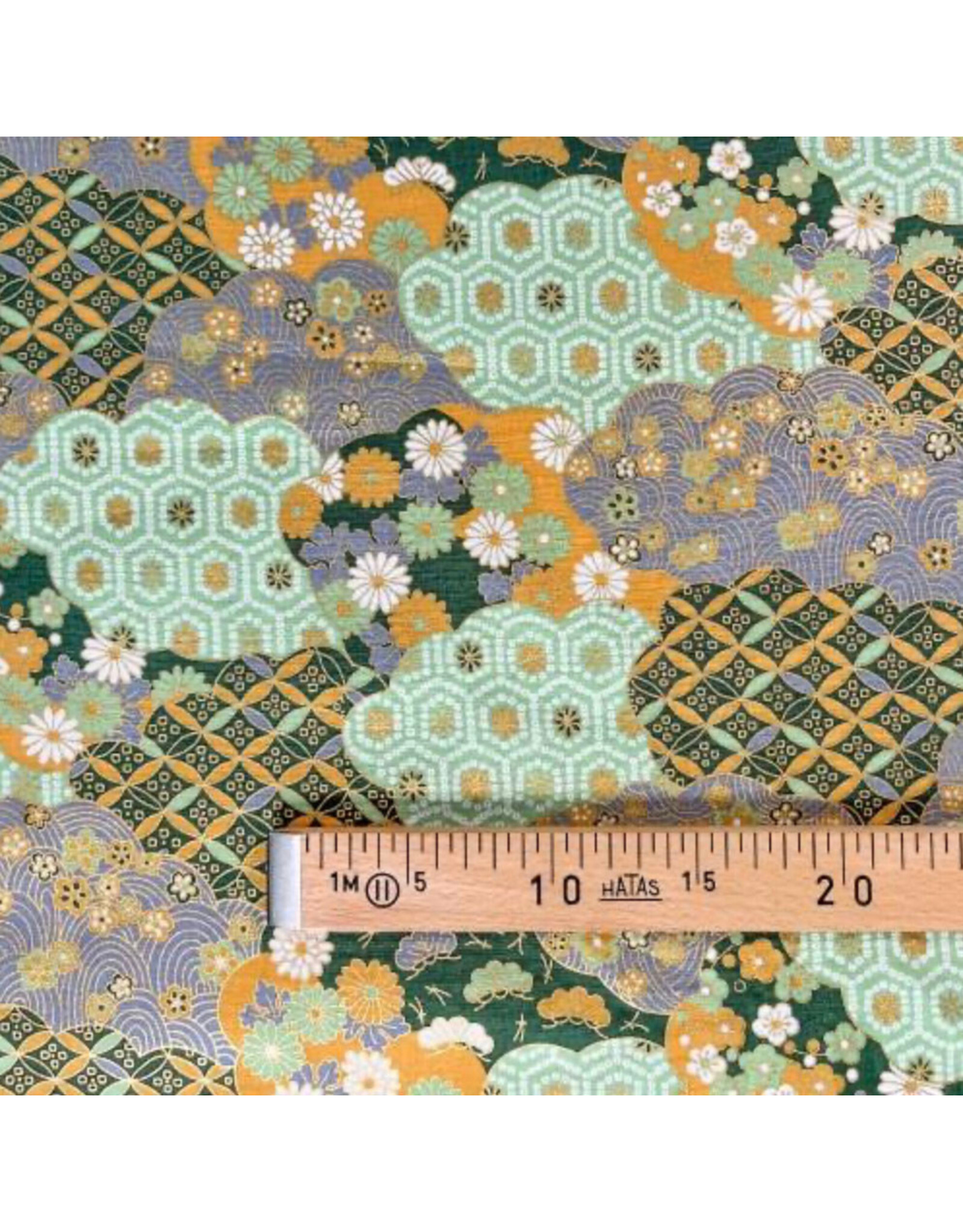Naka Fabrics Japanese Fabric - Hexagon Green coupon (± 58 x 110 cm)