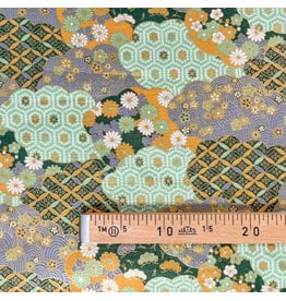 Naka Fabrics Japanese Fabric - Hexagon Green coupon (± 58 x 110 cm)