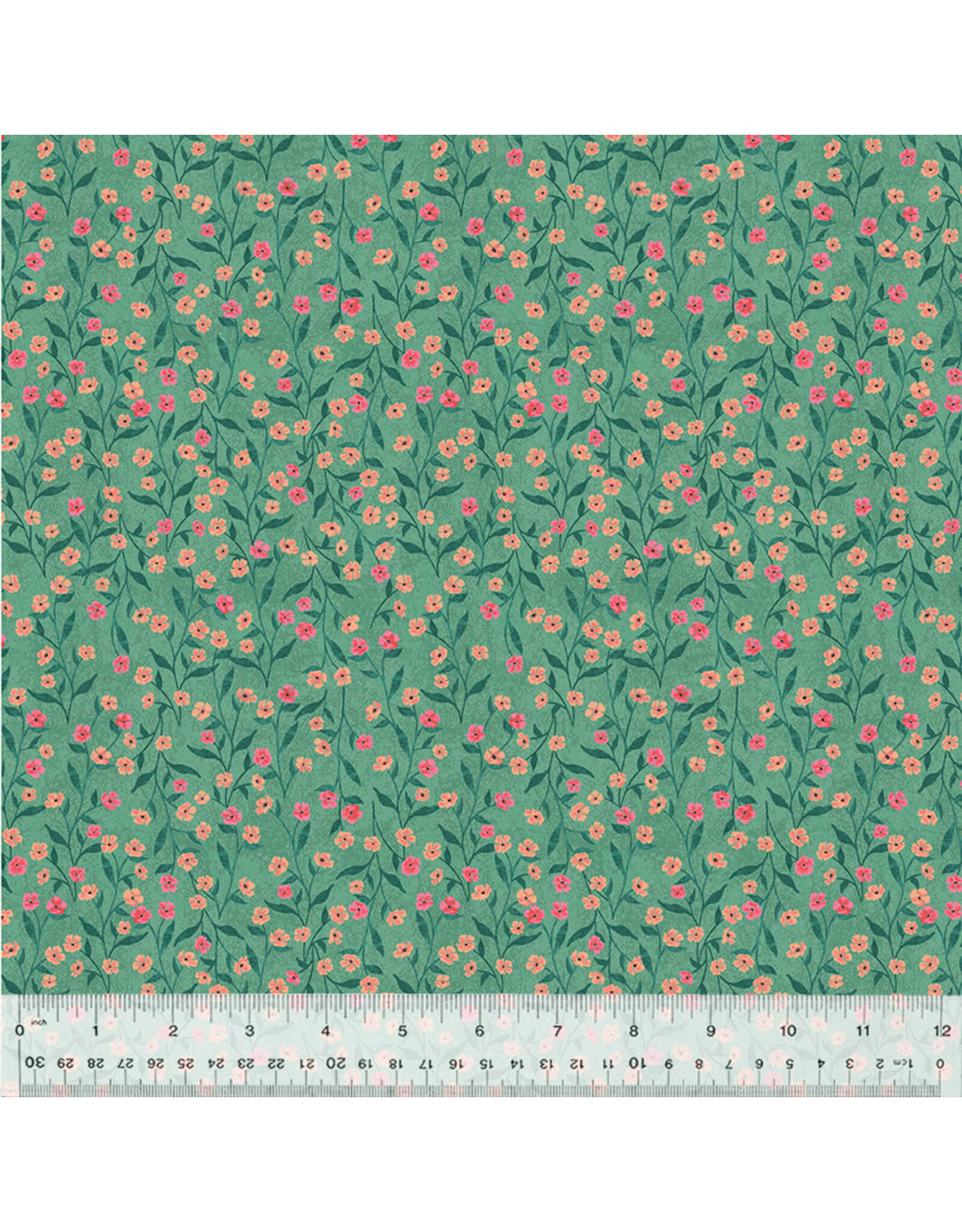 Windham Poppy - Ditsy Vine Teal coupon (± 56 x 110 cm)
