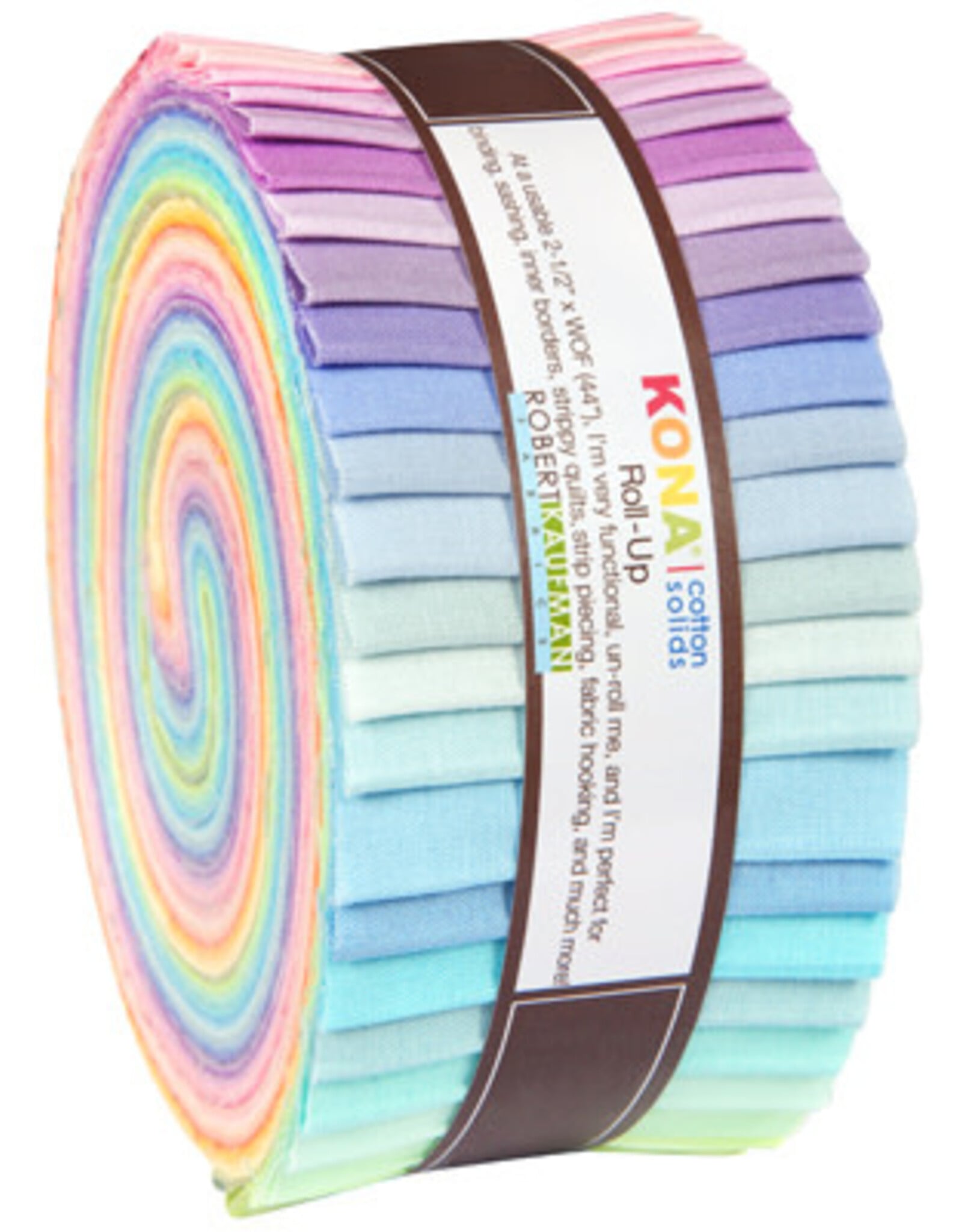 Robert Kaufman 2-1/2in Strips Roll Up - Kona Solids New Pastel Palette - RU-230-41