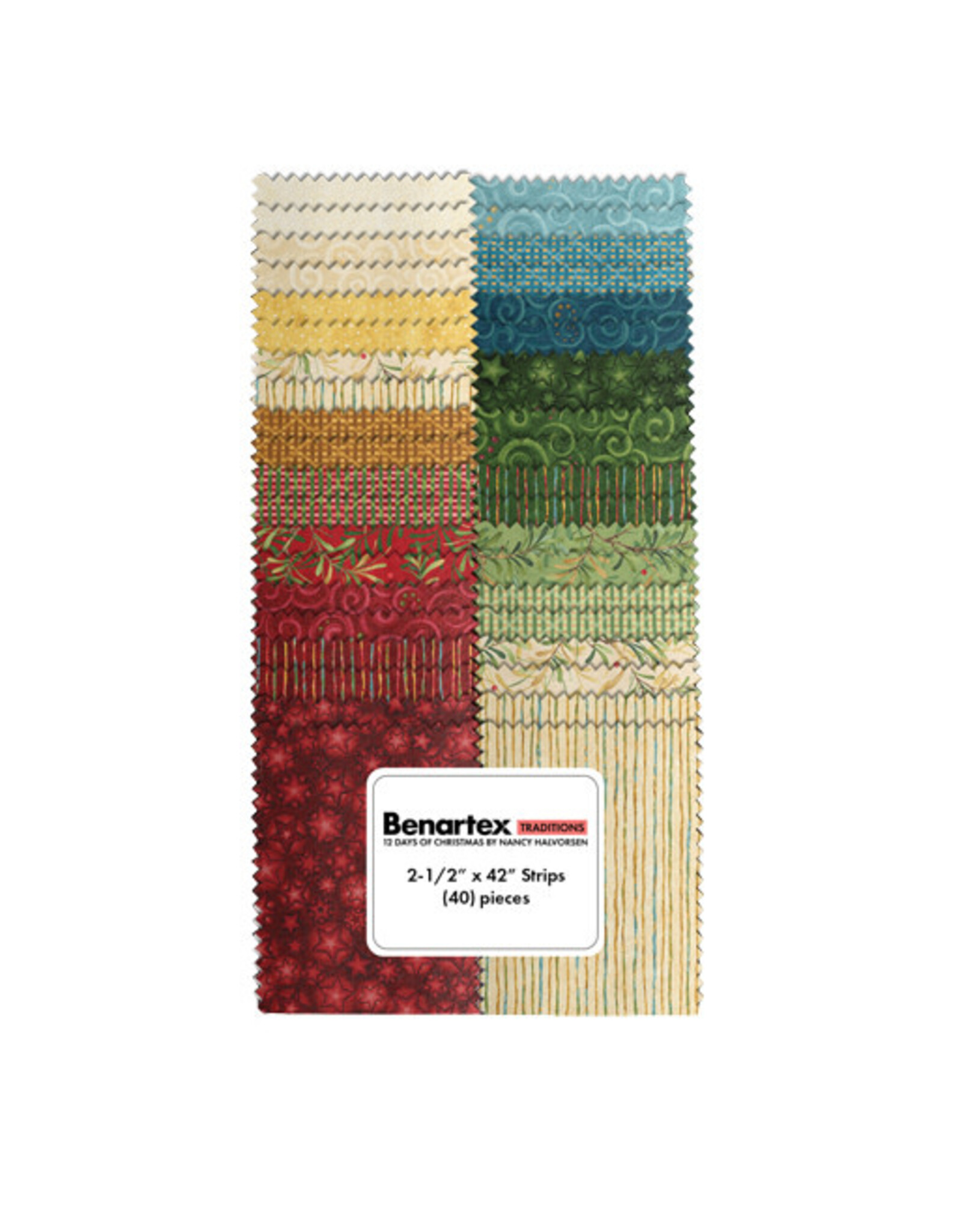Benartex 2,5 inch Strip-pie - Nancy Halvorsen - 12 Days of Christmas