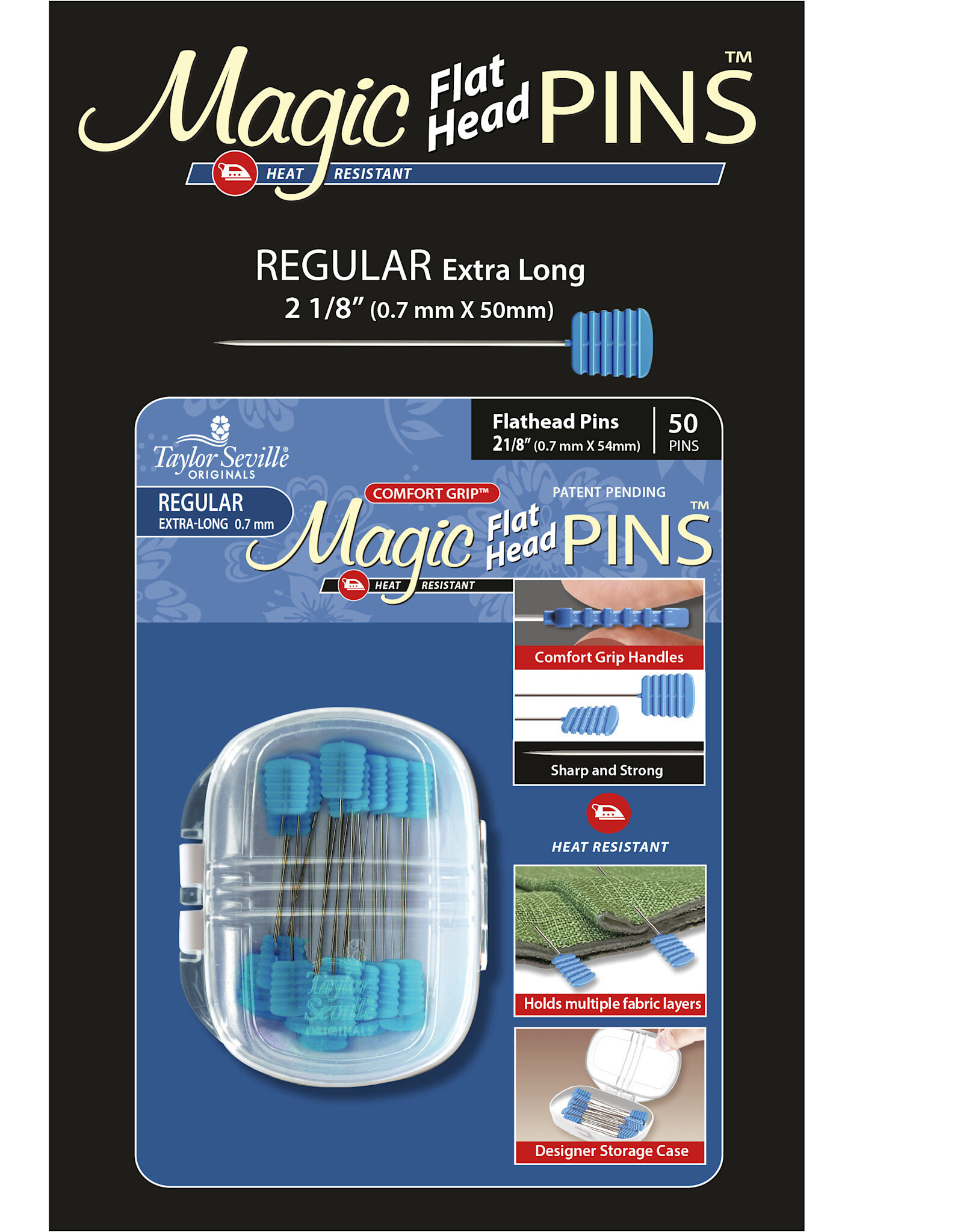 Taylor Seville Magic Pins - Flathead Quilting - Regular - 50 stuks