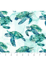Northcott Coral Reef - Turtles White coupon (± 89 x 110 cm)