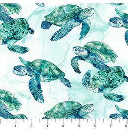 Northcott Coral Reef - Turtles White coupon (± 89 x 110 cm)