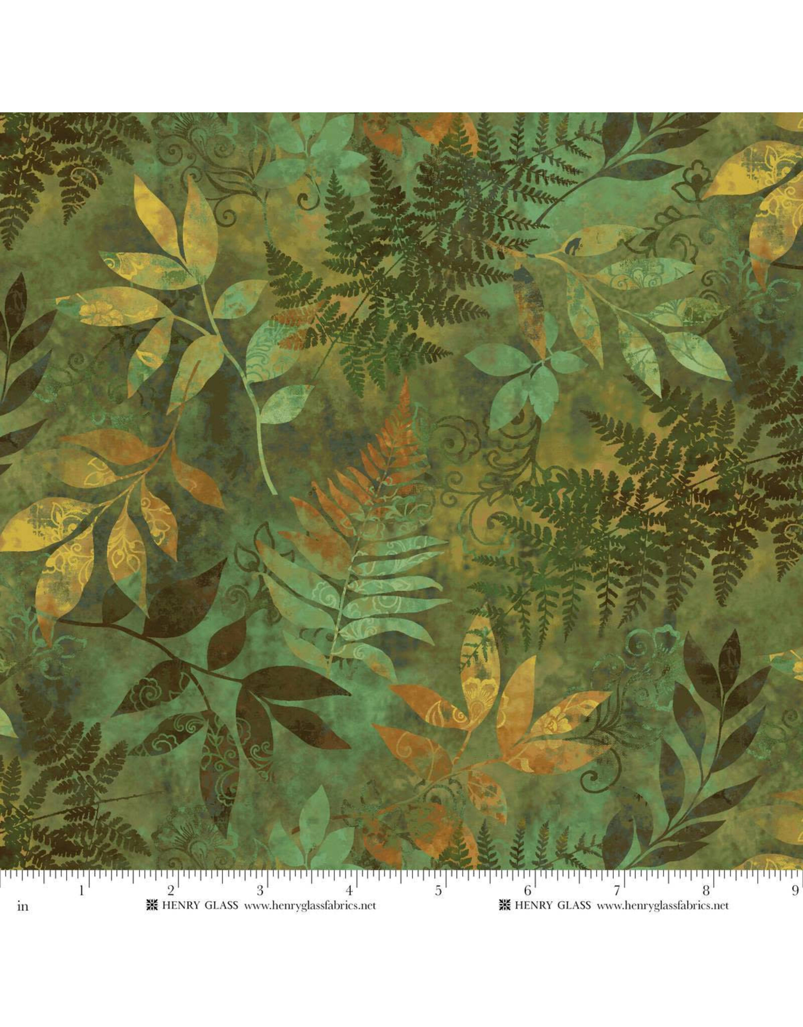 Henry Glass Henry Glass - Oak & Berries - Mixed Media Leaves Green - 3648-66