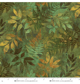 Henry Glass Oak & Berries - Mixed Media Leaves Green