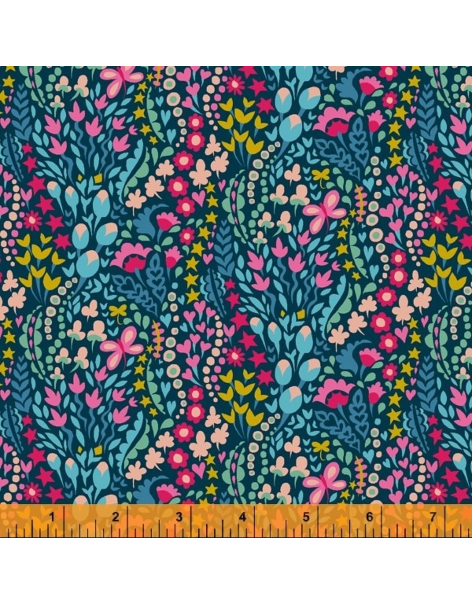 Windham Eden - Flower Blanket Dark Blue coupon (± 65 x 110 cm)