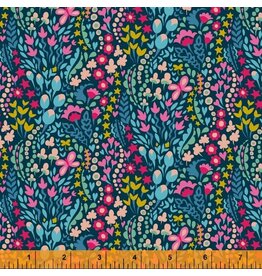 Windham Eden - Flower Blanket Dark Blue coupon (± 65 x 110 cm)