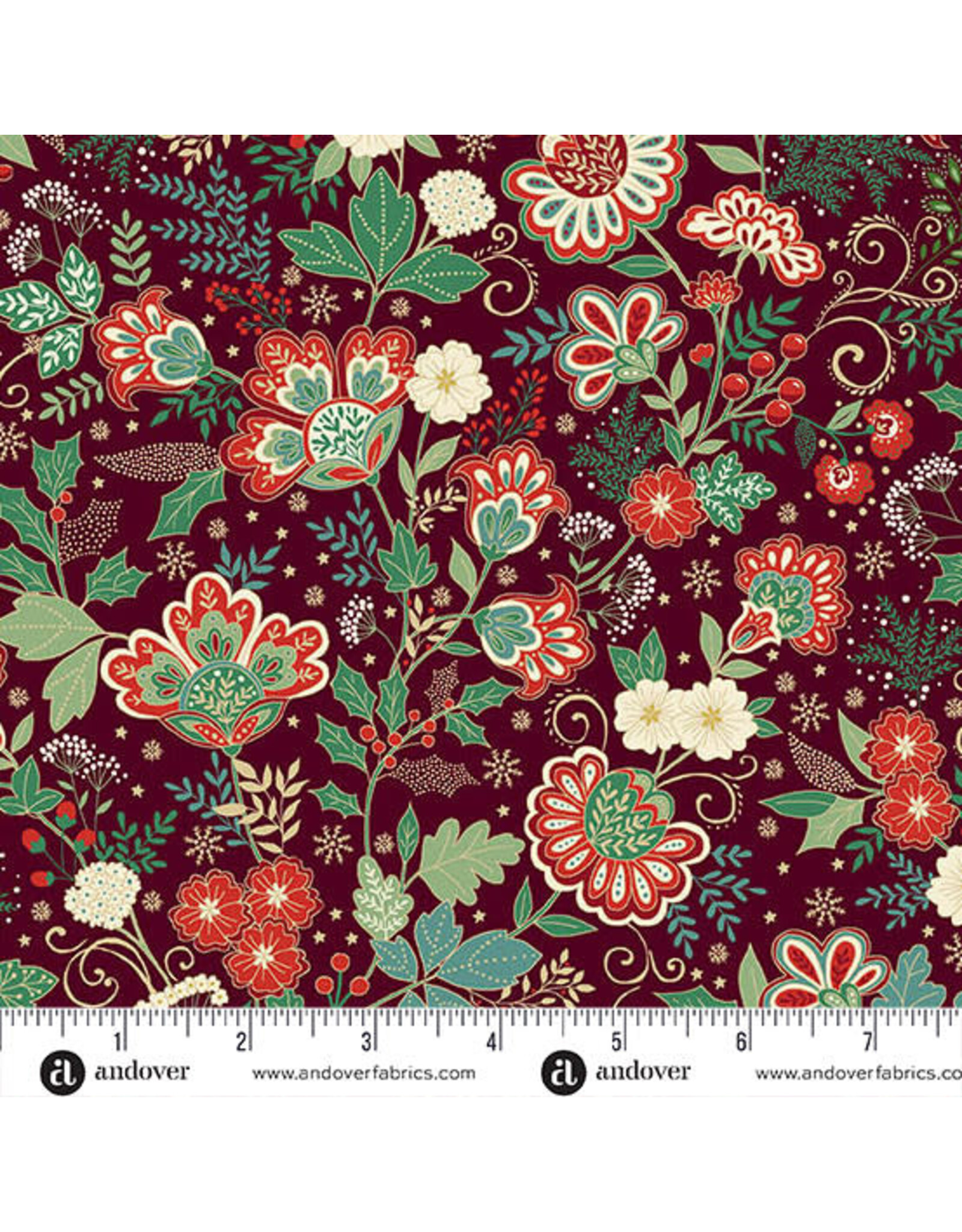 Makower UK Adorn - Bloom Burgandy