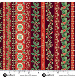Makower UK Adorn - Garland Stripe Burgandy