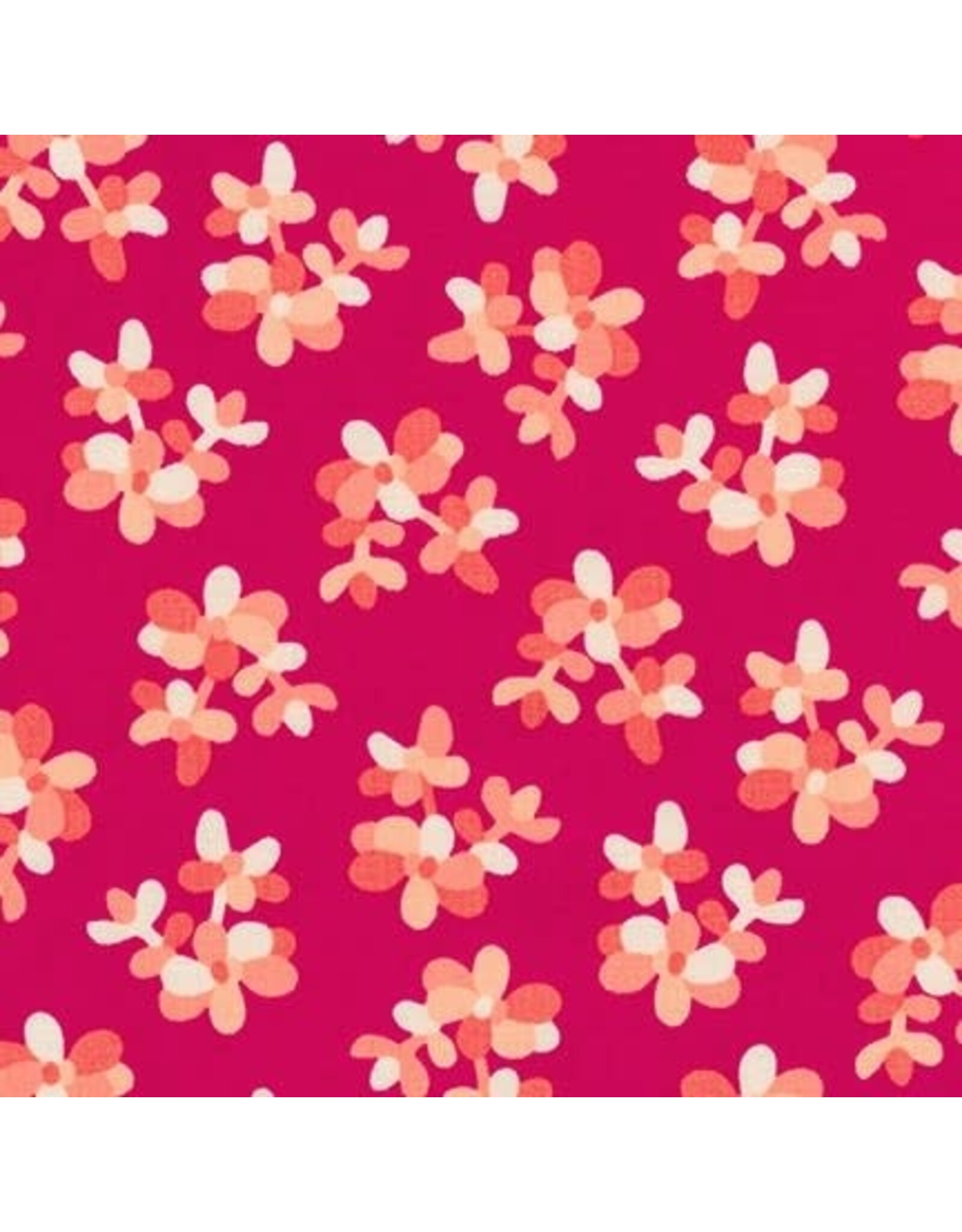 Robert Kaufman Sunroom - Petals Pomegranate coupon (± 39 x 110 cm)