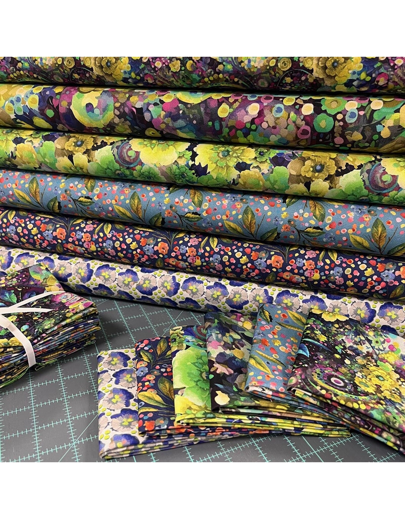 Hoffman Candy Quilt Design - Whimsical Flower Garden - Fat Quarter Pakket - Lime