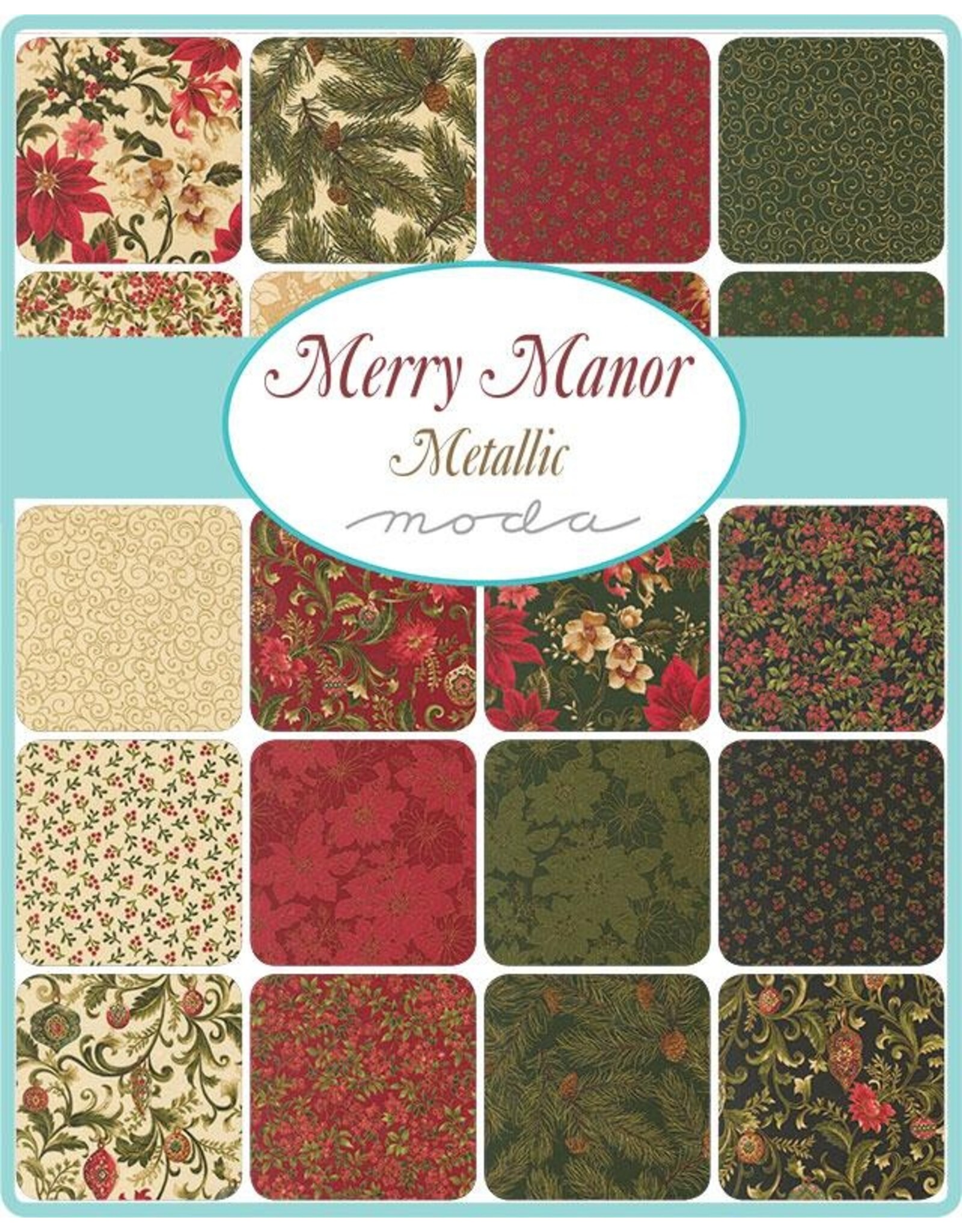 Moda Moda Fabrics - Merry Manor Metallic - Jelly Roll - 40 strips