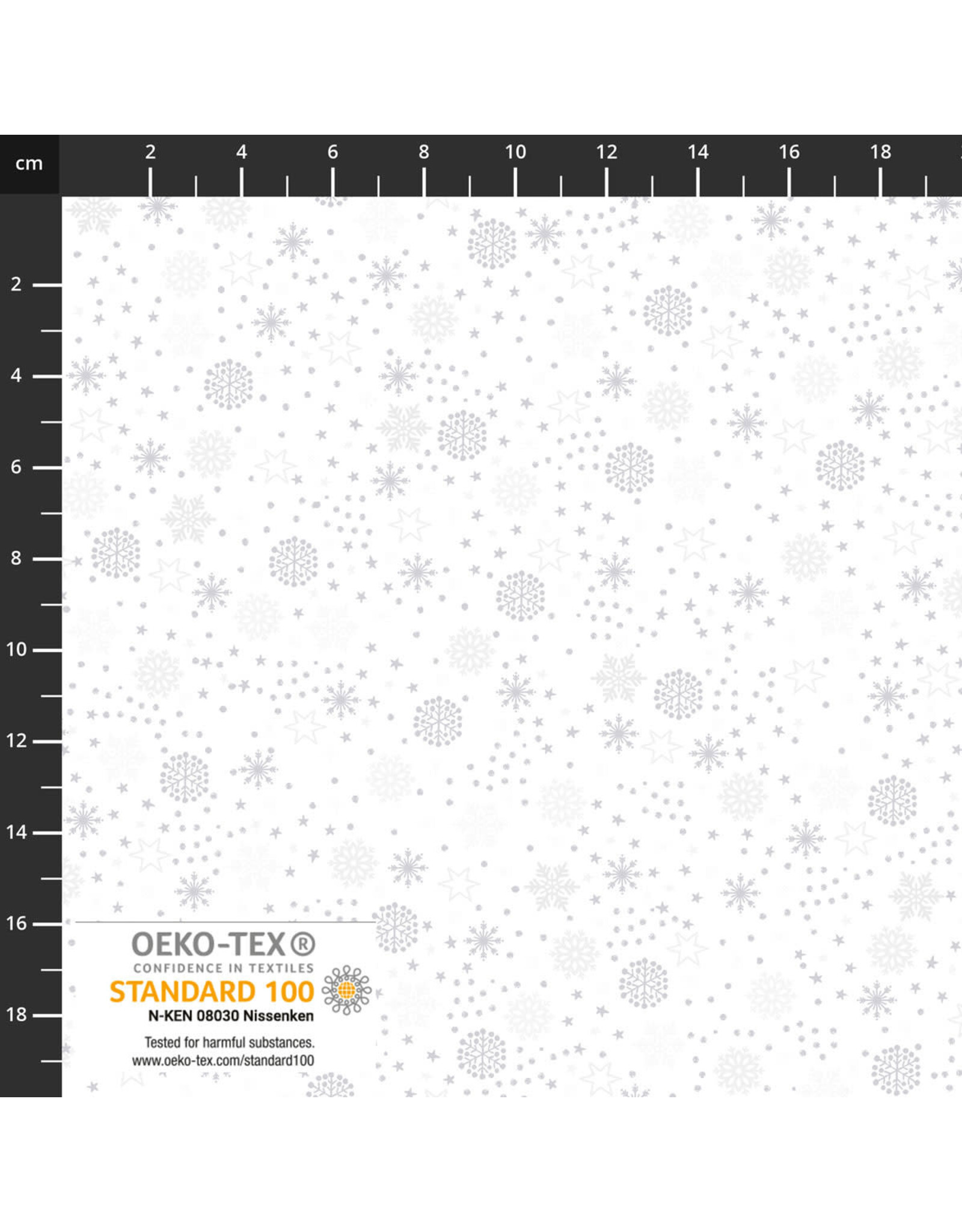 Stof Fabrics We Love Christmas - Snowflakes White / Silver coupon (± 38 x 110 cm)