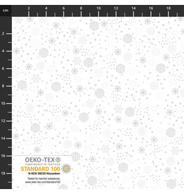 Stof Fabrics We Love Christmas - Snowflakes White / Silver coupon (± 38 x 110 cm)