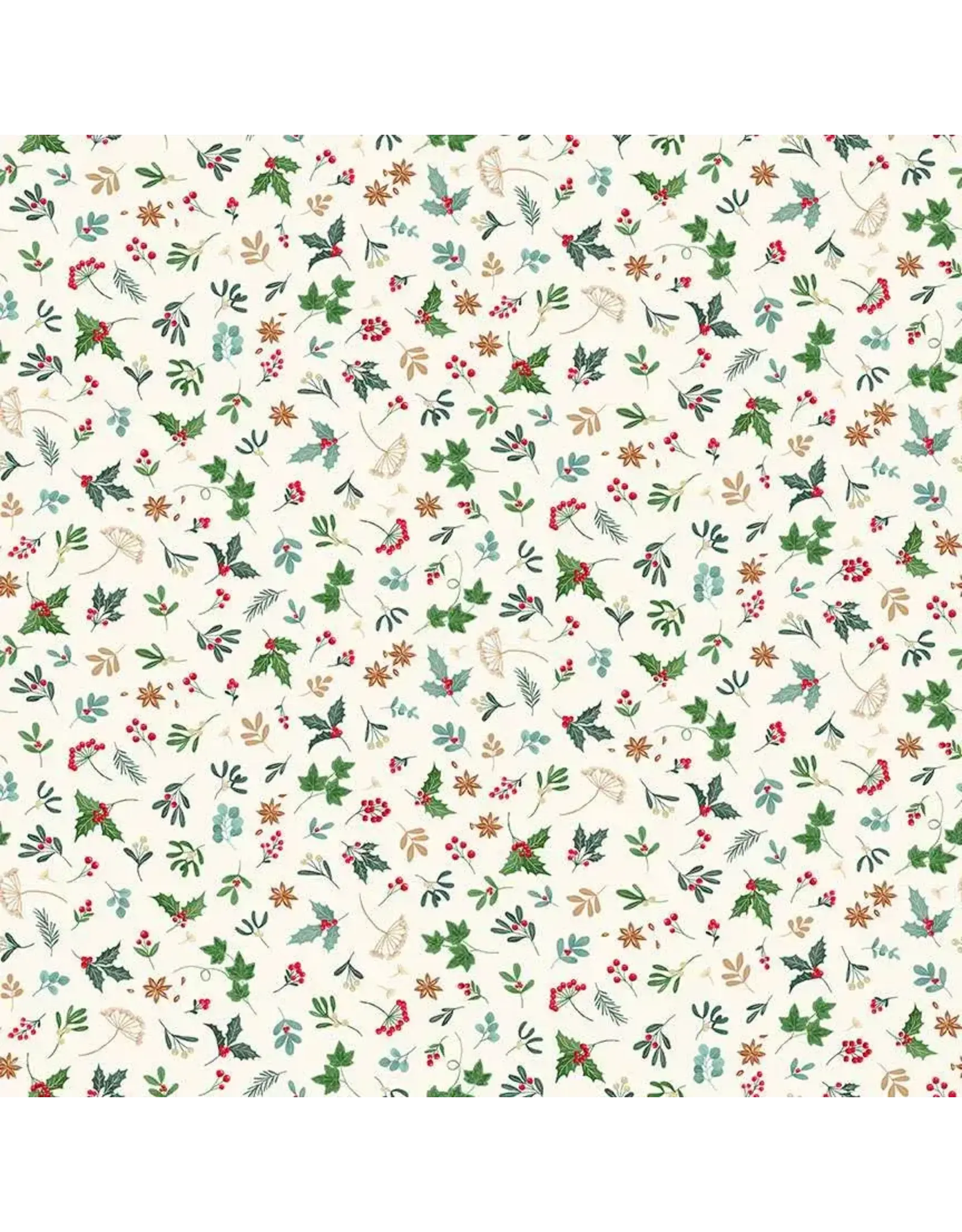 Makower UK Good Tidings - Sprig Cream coupon (± 75 x 110 cm)