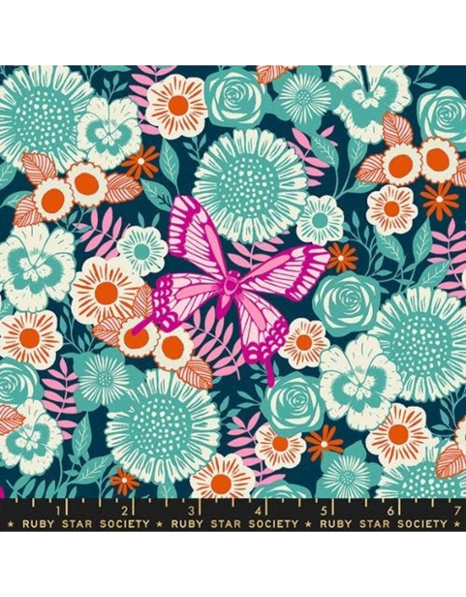 Ruby Star Society Backyard - Butterfly Garden Teal coupon (± 43 x 110 cm)