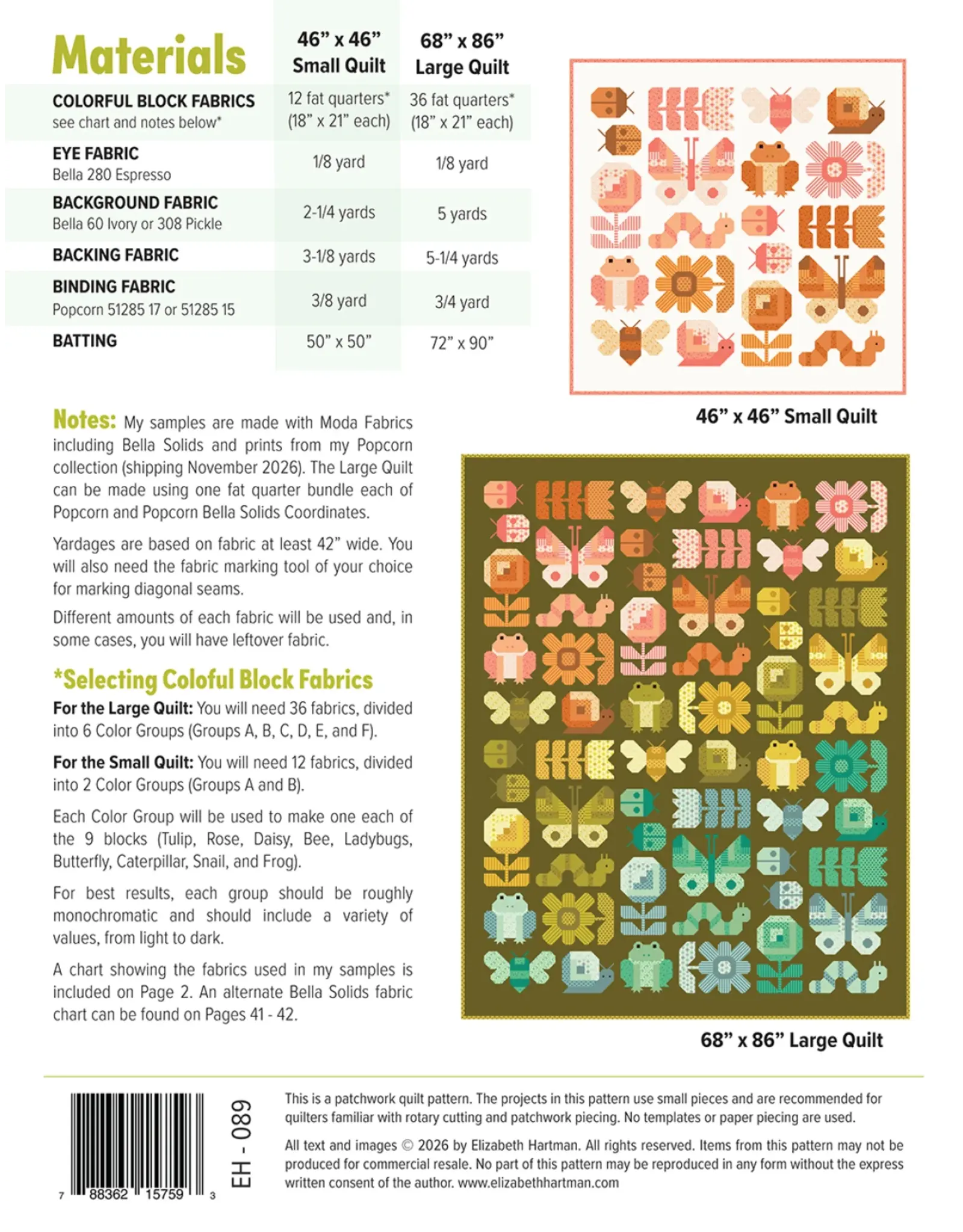 Elizabeth Hartman Elizabeth Hartman - Busy Backyard - patroon voor quilt - EH-089