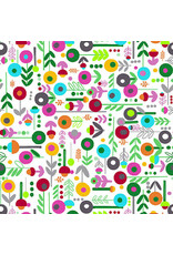 Blank Quilting Daisy Talk - Flowers with Stems White coupon (± 57 x 110 cm)