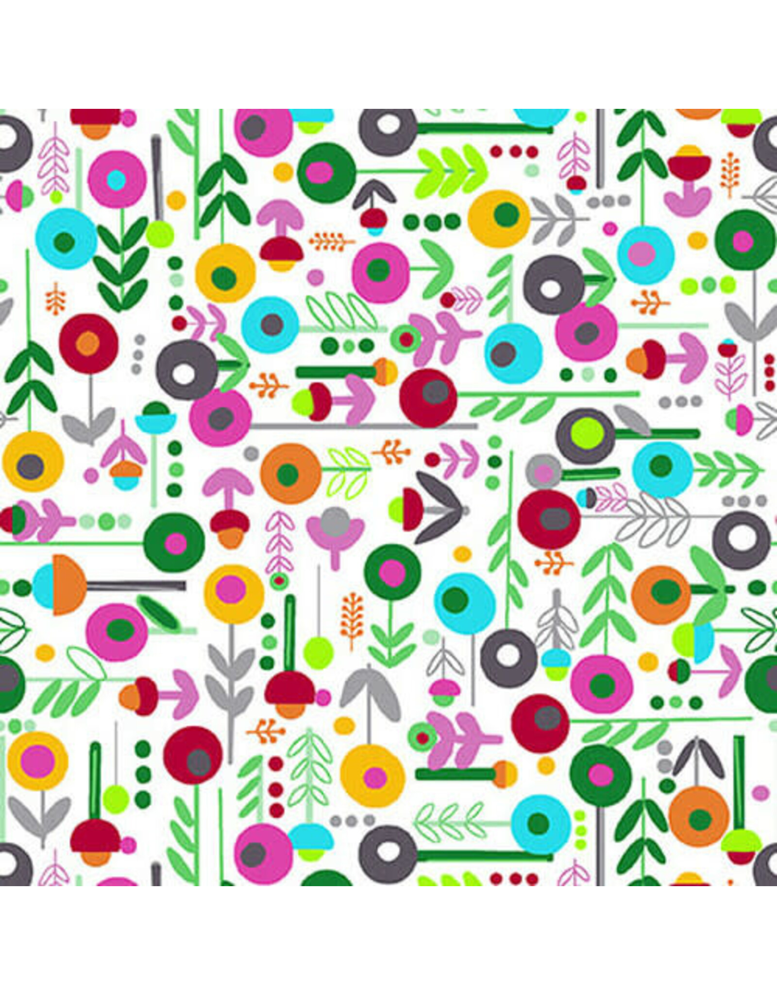 Blank Quilting Daisy Talk - Flowers with Stems White coupon (± 57 x 110 cm)
