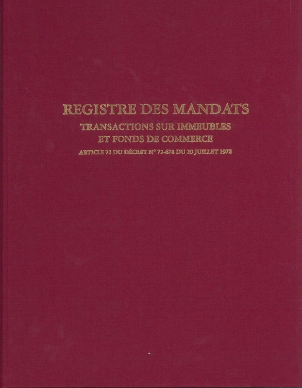 ELVE REGISTRE MANDAT TRANSACTION IMMEUBLE & FONDS COMMERCE 32X25 200 P.