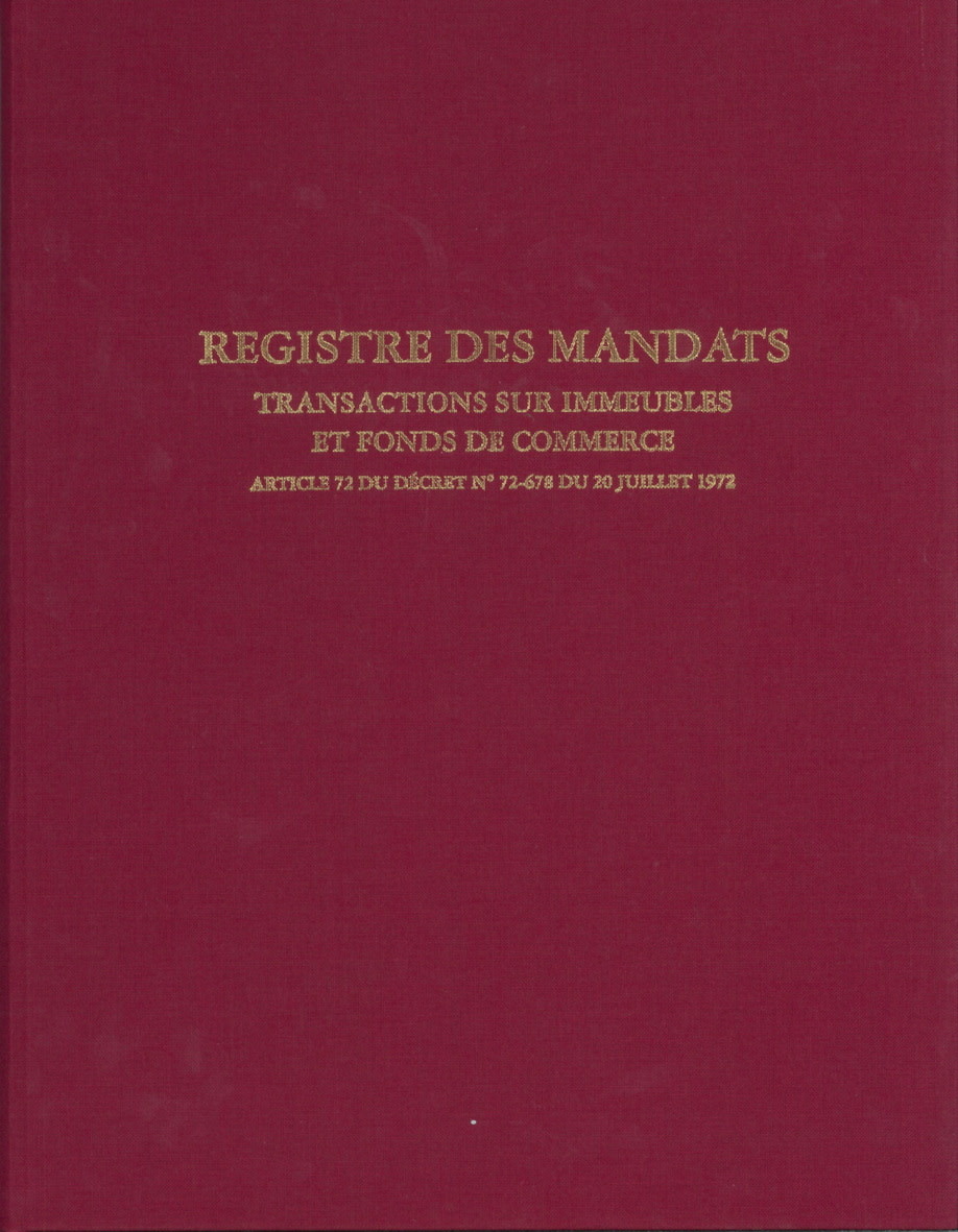 ELVE Registre Mandat Transaction Immeuble & Fonds Commerce 32X25 200 P.