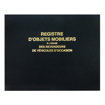 ELVE REG. D'OBJETS MOBILIERS A L'USAGE DES REVENDEURS DE VEHICULES D'OCCASION