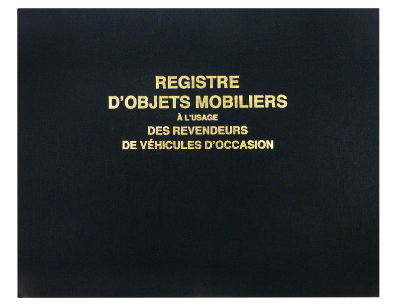 ELVE Reg. D'Objets Mobiliers A L'Usage Des Revendeurs De Vehicules D'Occasion