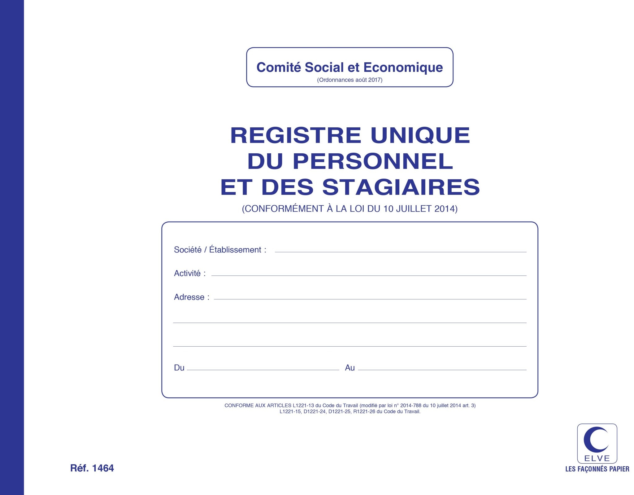 ELVE Reg. Unique Du Personnel/Stagiaires 210X297 52 Pages