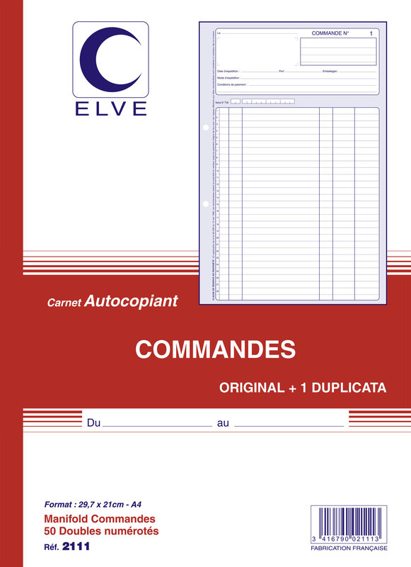 ELVE Carnet 'Commandes' 297X210 50/2+0