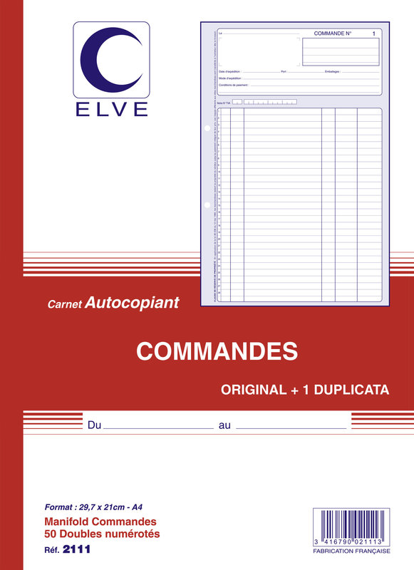 ELVE CARNET 'COMMANDES' 297X210 50/2+0