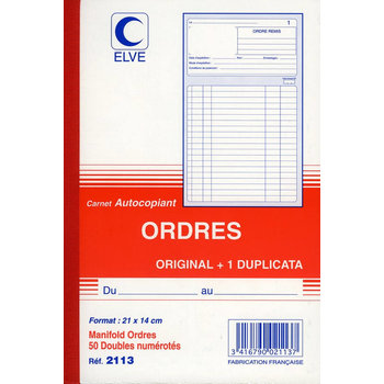 ELVE Carnet 'Ordres' 210X140 50/2+0